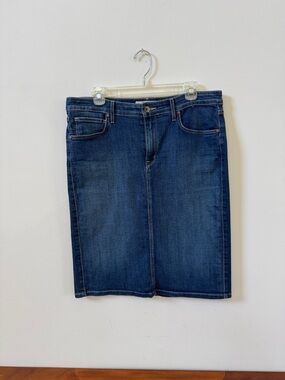 Cookie Johnson Dark Wash Denim Skirt with Red Accent Tag